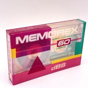 Vtg Retro Memorex dBS-60 Cassette Tape 90s 60 Min Mix Tape Recording New Sealed